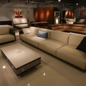 Six Seater Leather Wood